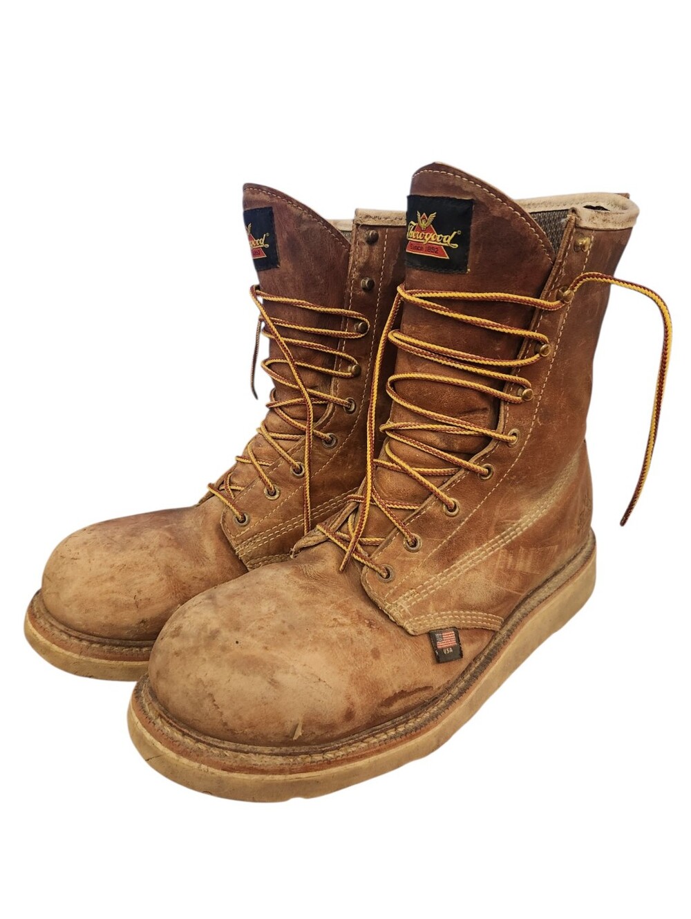 Thorogood Work Boots Mens Size 9 EE Steel Toe Lace Up Mid Calf Brown Leather